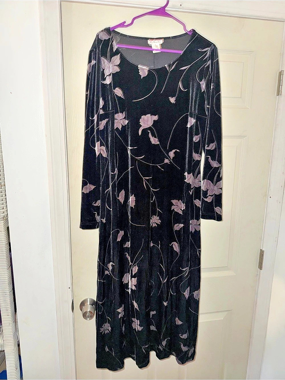 Talbots Floral Maxi Dress in Black & Purple Size Medium